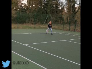 Cherry Kiss takes a tennis lesson and fuck on the court screenshot number 1