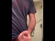 Horny frat boy caught jerking off in college bathroom