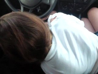 Teen blowjob in the car - Cum mouth