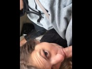 Preview 4 of Public blowjob in traffic wife babe amateur pawg homemade close up