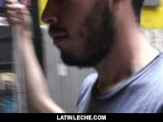 Preview 1 of LatinLeche - Sexy Latino Boy Gets Covered In Cum By Four Hung Guys