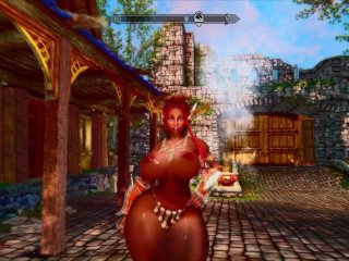 skyrim, big tits, gameplay, black girl