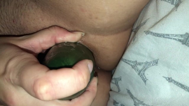 Wife Masturbating with Huge Cucumber with Strong Orgasm