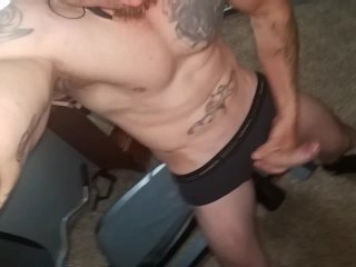 blowjob, masturbation, muscular men, hot tattooed guy