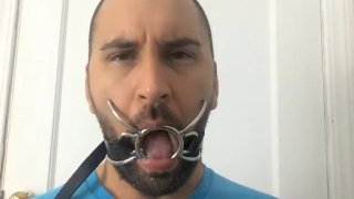 Drooling On Two Metal Gags While Handcuffed