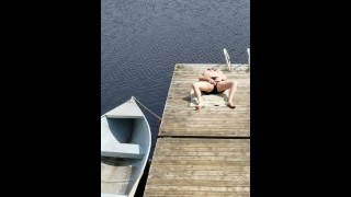Rub My Cock While Observing My Wife Nearly Getting Caught Masturbating On A Public Jetty