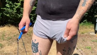Bulging Bouncing Dick Print With A Jumping Rope