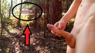 Distract the traffic by jerking off next to the highway! Huge POV cumshot!