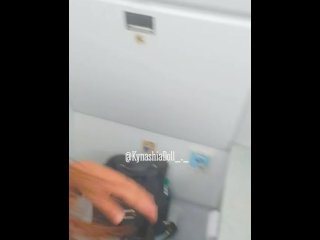 KynashiaDoll masturbates at 35,000 feet in an airplane's bathroom