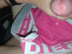 Cumming into pink Diesel jockstrap (FOR SALE) Part 2