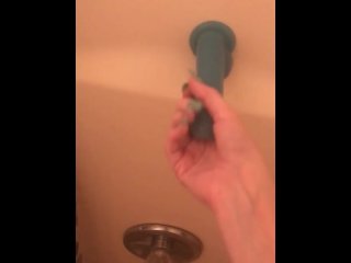 shower, jacking off, cock, dildo