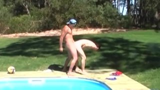 Boyfriend Gets Fucked By A Horny Jock At A Private Outdoor Pool