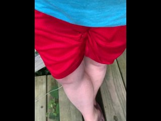 Casually Peeing My Red Shorts