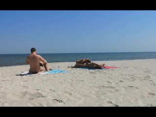 Amateur Foursome Sex on the Public Beach.WetKelly