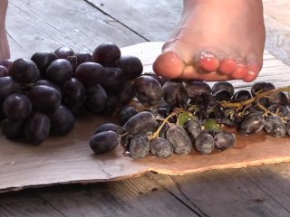 smash fetish, heels, bare heels, smash grapes