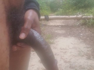 Stroking this Big Dick in Public
