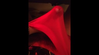 Cumming while wearing red women's panties (For sale)