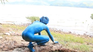 I Am A Wild Blue Pokemon With Body Paint