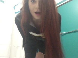 Schoolgirl Strip Tease And_Pussy Play_In Public Bathroom Lexa Lite