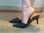 Preview 1 of Shoeplay with dangling and slapping + cumshot in shoes