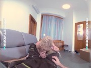 Preview 6 of Sultry POV cock sucking shows VR blondie Kitana Lure go deep throat on you