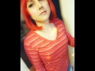 trans girl in cute socks shows dick