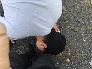 Slave Blowjob Misstress in Black Stockings Femdome