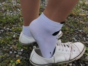 Preview 6 of Girl show shoes and socks and bound socks dick nylon tights