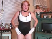 Preview 3 of Big Tits  Angel in White Gives Gloves & Sports Bra Blowjob & Titfuck Titjob