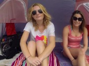 Preview 1 of GIRLS GONE WILD - Lesbian Teens Audrianna & Britney Get Kinky On The Beach