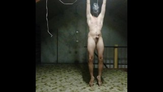 Bondage Of Cock And Ball While Hanging