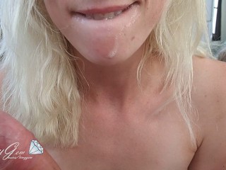 TinyGem - Slow Sensual Blowjob while she Grinds on Toy