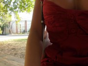 Preview 2 of Got Horny in the ZOO & Public CUM on her BIG TITS