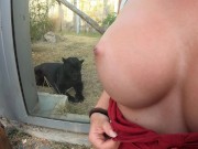 Preview 4 of Got Horny in the ZOO & Public CUM on her BIG TITS