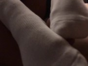 Preview 2 of Girlfriend Giving Sockjob In White Socks