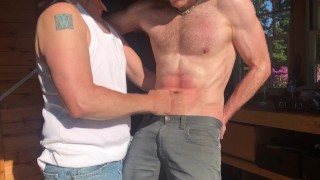 In A Shed A Hot Sweaty Blonde Guy Receives A Vicious Gutpunch