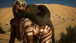 Mädchen fickt mit dem Teufel und küsst mit einer Lesbe (Game Wildlife)