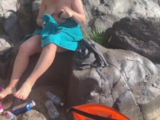 Real &Risky Public Nudity, Blowjob & Handjob to Cumshot - Nude_Beach