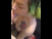 Preview 1 of Green haired goth girl facefuck cumshot