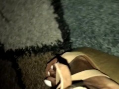 Sexy Ebony Feet w/ Long White Toenails in Brown Wedges 