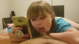 Sucking his dick while browsing Reddit