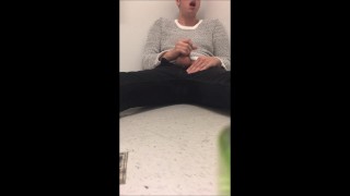 almost caught JERKING in the OFFICE BATHROOM!