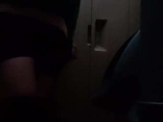 Nerdy Girl In Glasses Uses Urinal In Porta John