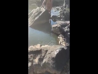 Risky Nude River Crossing & Swim