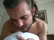 Preview 2 of Handsome young man is very horny and fucks until the pillow