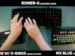 typing sound test, mx blue vs romer g, cherry mx, keyboard asmr