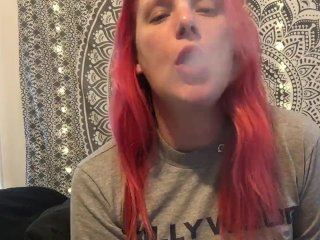 oral fixation, redhead, smoking, kink, solo female