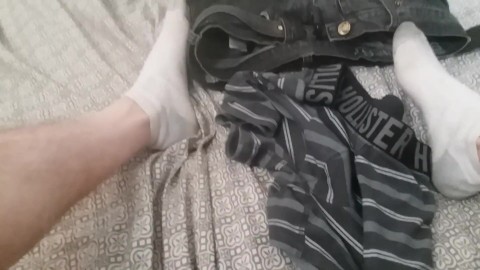 Watch me spit on myself and cum on my dirty socks