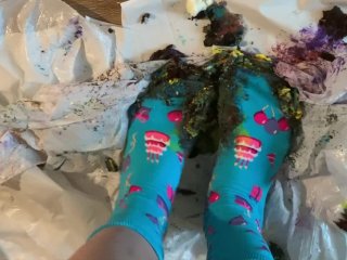 Birthday Cupcake Food Stepping/Crushing in Socks