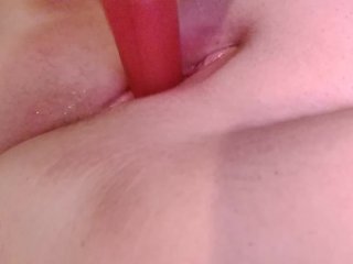 huge thick dildo, masturbation, solo female, big pink dildo
